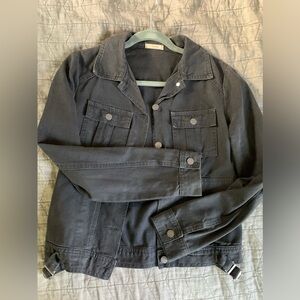 Vintage late 90s black denim button jacket size medium
